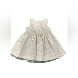 Joe Fresh Holiday Dress. Cream with Silver Brocade. Size 12/18m Great Condition